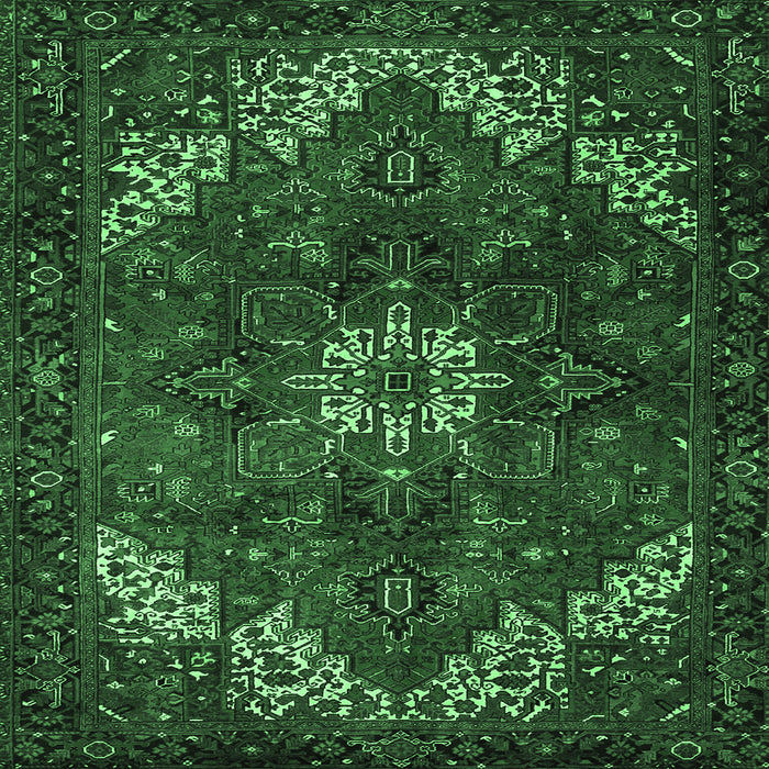 Square Persian Emerald Green Traditional Rug, tr2292emgrn