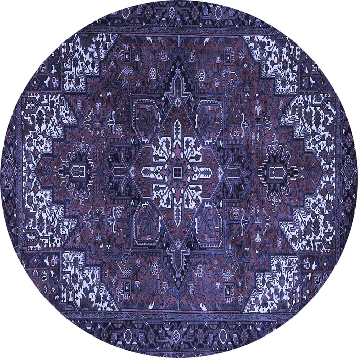 Round Machine Washable Persian Blue Traditional Rug, wshtr2292blu