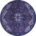 Round Machine Washable Persian Blue Traditional Rug, wshtr2292blu