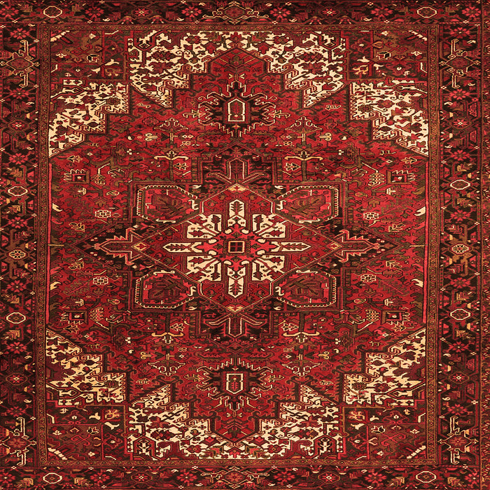 Round Machine Washable Persian Orange Traditional Area Rugs, wshtr2292org
