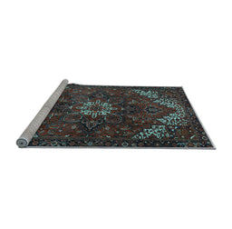 Sideview of Machine Washable Persian Light Blue Traditional Rug, wshtr2292lblu