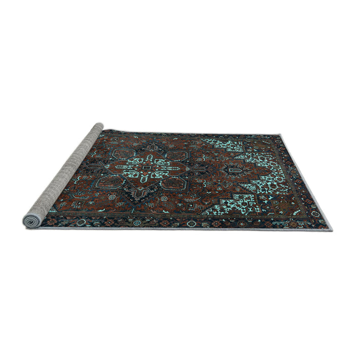 Sideview of Machine Washable Persian Light Blue Traditional Rug, wshtr2292lblu