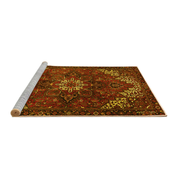 Sideview of Machine Washable Persian Yellow Traditional Rug, wshtr2292yw