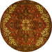 Round Machine Washable Persian Yellow Traditional Rug, wshtr2292yw