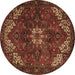 Round Machine Washable Persian Brown Traditional Rug, wshtr2292brn