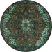 Round Persian Turquoise Traditional Rug, tr2292turq