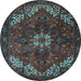 Round Persian Light Blue Traditional Rug, tr2292lblu