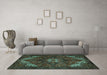 Machine Washable Persian Turquoise Traditional Area Rugs in a Living Room,, wshtr2292turq