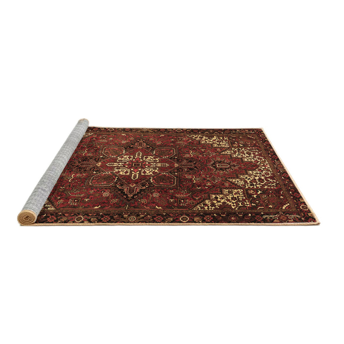 Sideview of Machine Washable Persian Brown Traditional Rug, wshtr2292brn