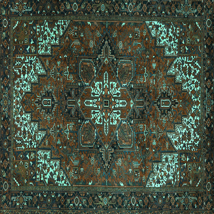 Square Machine Washable Persian Turquoise Traditional Area Rugs, wshtr2292turq