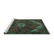 Sideview of Machine Washable Persian Turquoise Traditional Area Rugs, wshtr2292turq