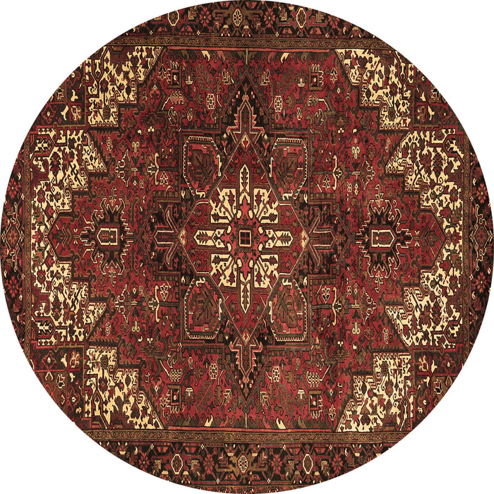 Round Persian Brown Traditional Rug, tr2292brn