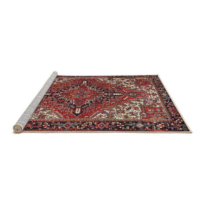 Sideview of Machine Washable Traditional Saffron Red Rug, wshtr2293