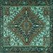 Square Machine Washable Persian Turquoise Traditional Area Rugs, wshtr2293turq