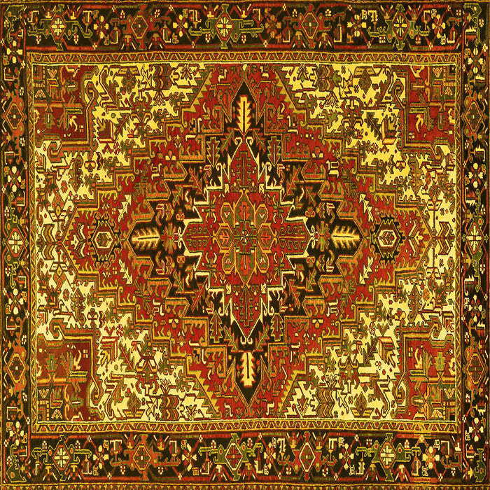Square Machine Washable Persian Yellow Traditional Rug, wshtr2293yw