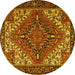 Round Persian Yellow Traditional Rug, tr2293yw