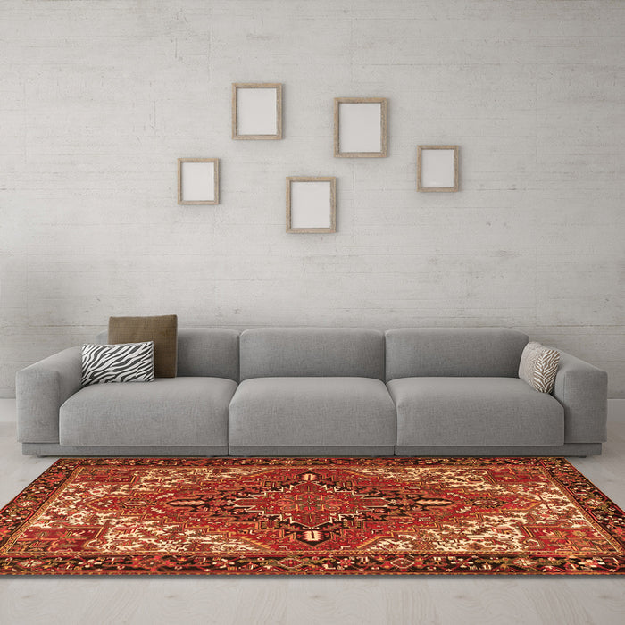 Machine Washable Persian Orange Traditional Area Rugs in a Living Room, wshtr2293org
