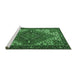 Sideview of Machine Washable Persian Emerald Green Traditional Area Rugs, wshtr2293emgrn