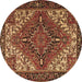 Round Machine Washable Persian Brown Traditional Rug, wshtr2293brn