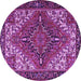 Round Machine Washable Persian Purple Traditional Area Rugs, wshtr2293pur