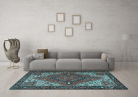 Machine Washable Persian Light Blue Traditional Rug, wshtr2293lblu