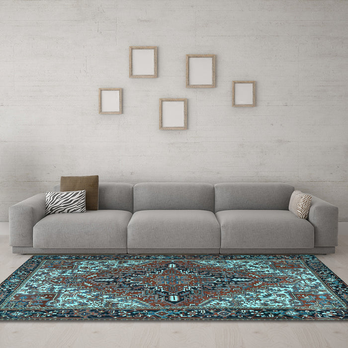 Machine Washable Persian Light Blue Traditional Rug in a Living Room, wshtr2293lblu
