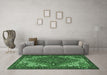 Machine Washable Persian Emerald Green Traditional Area Rugs in a Living Room,, wshtr2293emgrn