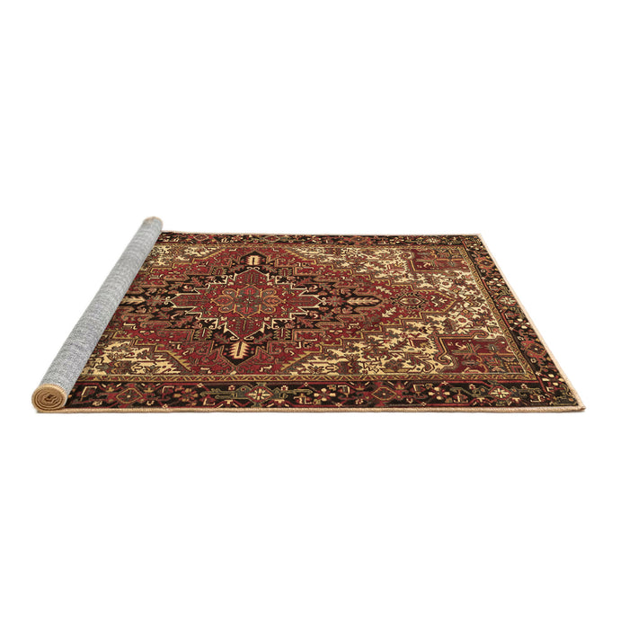 Sideview of Machine Washable Persian Brown Traditional Rug, wshtr2293brn