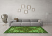 Machine Washable Persian Green Traditional Area Rugs in a Living Room,, wshtr2293grn