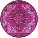 Round Machine Washable Persian Pink Traditional Rug, wshtr2293pnk