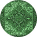 Round Persian Emerald Green Traditional Rug, tr2293emgrn