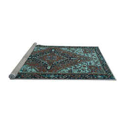 Sideview of Machine Washable Persian Light Blue Traditional Rug, wshtr2293lblu