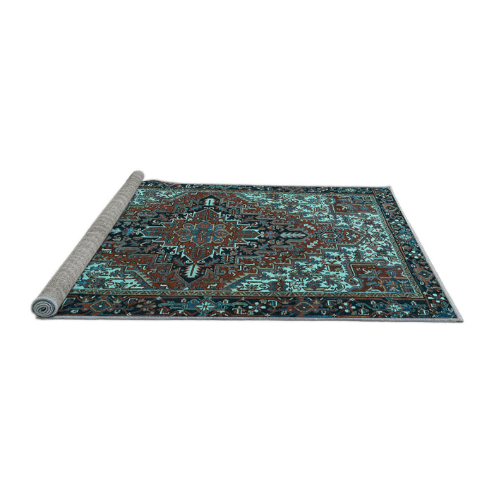 Sideview of Machine Washable Persian Light Blue Traditional Rug, wshtr2293lblu