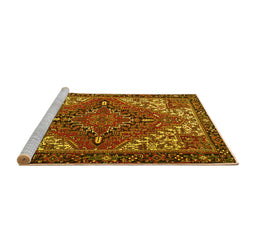 Sideview of Machine Washable Persian Yellow Traditional Rug, wshtr2293yw