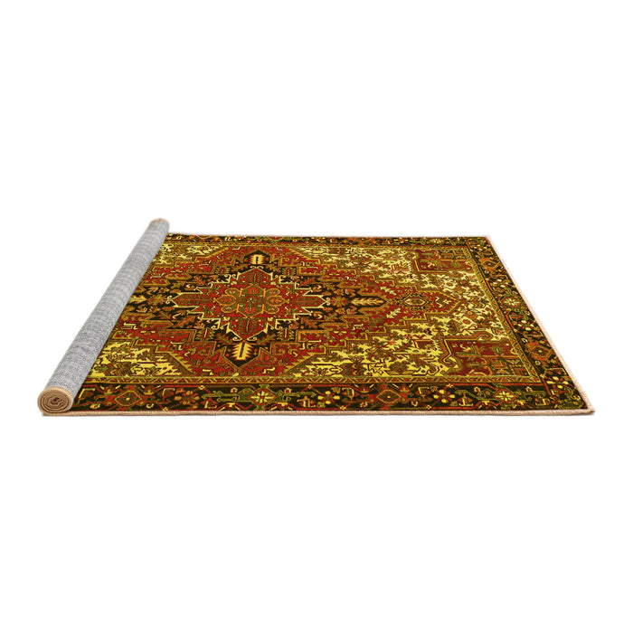 Sideview of Machine Washable Persian Yellow Traditional Rug, wshtr2293yw
