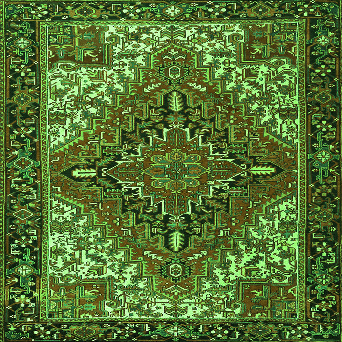 Round Machine Washable Persian Green Traditional Area Rugs, wshtr2293grn