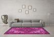 Machine Washable Persian Pink Traditional Rug in a Living Room, wshtr2293pnk