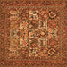 Round Machine Washable Persian Orange Traditional Area Rugs, wshtr2294org