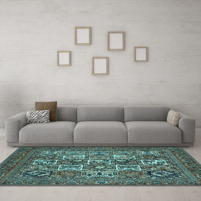 Machine Washable Persian Light Blue Traditional Rug in a Living Room, wshtr2294lblu