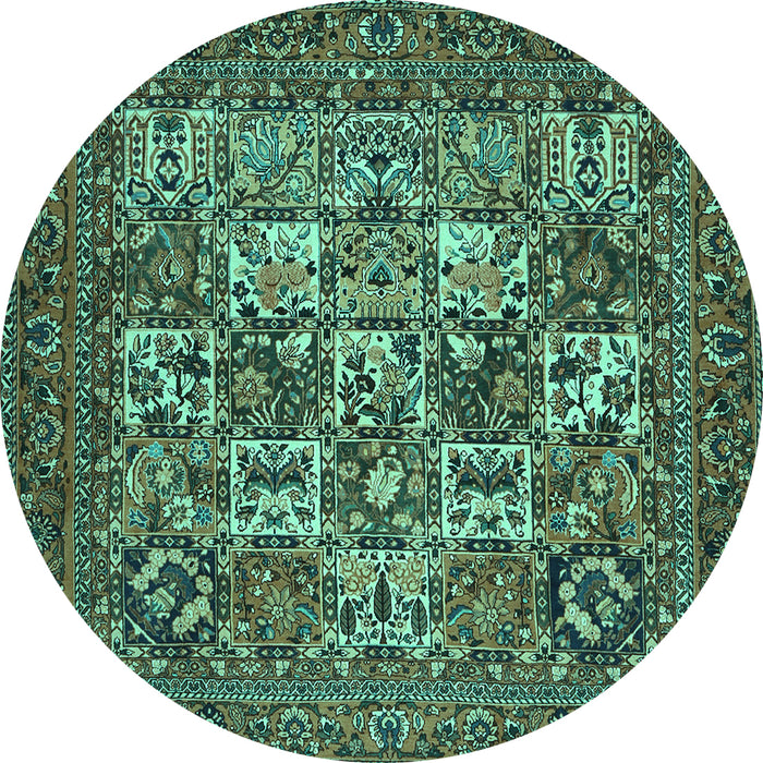 Round Persian Turquoise Traditional Rug, tr2294turq