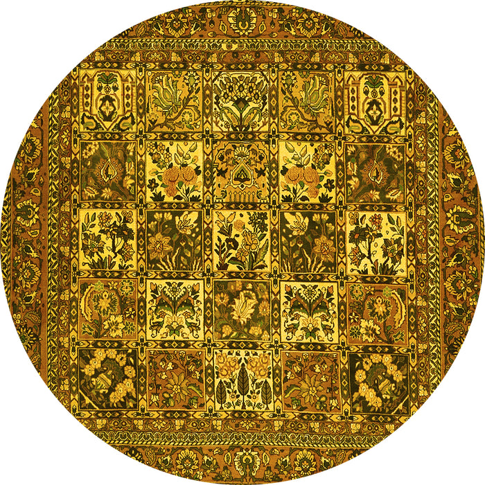 Round Persian Yellow Traditional Rug, tr2294yw