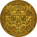 Round Persian Yellow Traditional Rug, tr2294yw