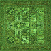 Round Machine Washable Persian Green Traditional Area Rugs, wshtr2294grn