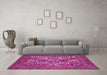 Machine Washable Persian Pink Traditional Rug in a Living Room, wshtr2294pnk