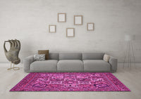 Machine Washable Persian Pink Traditional Rug, wshtr2294pnk