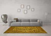 Machine Washable Persian Yellow Traditional Rug, wshtr2294yw