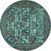 Round Machine Washable Persian Light Blue Traditional Rug, wshtr2294lblu