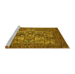 Sideview of Machine Washable Persian Yellow Traditional Rug, wshtr2294yw