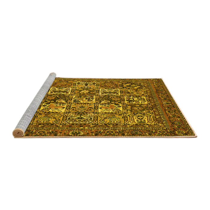 Sideview of Machine Washable Persian Yellow Traditional Rug, wshtr2294yw