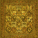 Square Machine Washable Persian Yellow Traditional Rug, wshtr2294yw